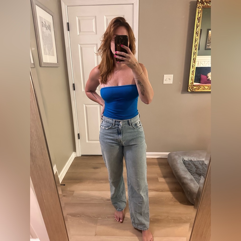 Lulu's Blue Ribbed Crop Top
